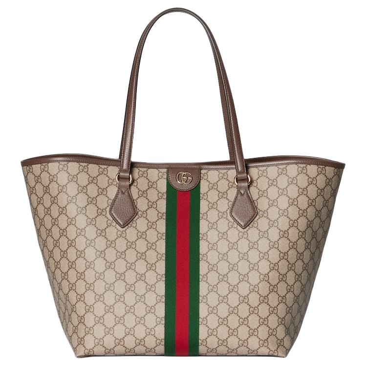 

GUCCI Офидия холщовая сумка-шопер большая женская сумка через плечо бежевая и тёмно-коричневая