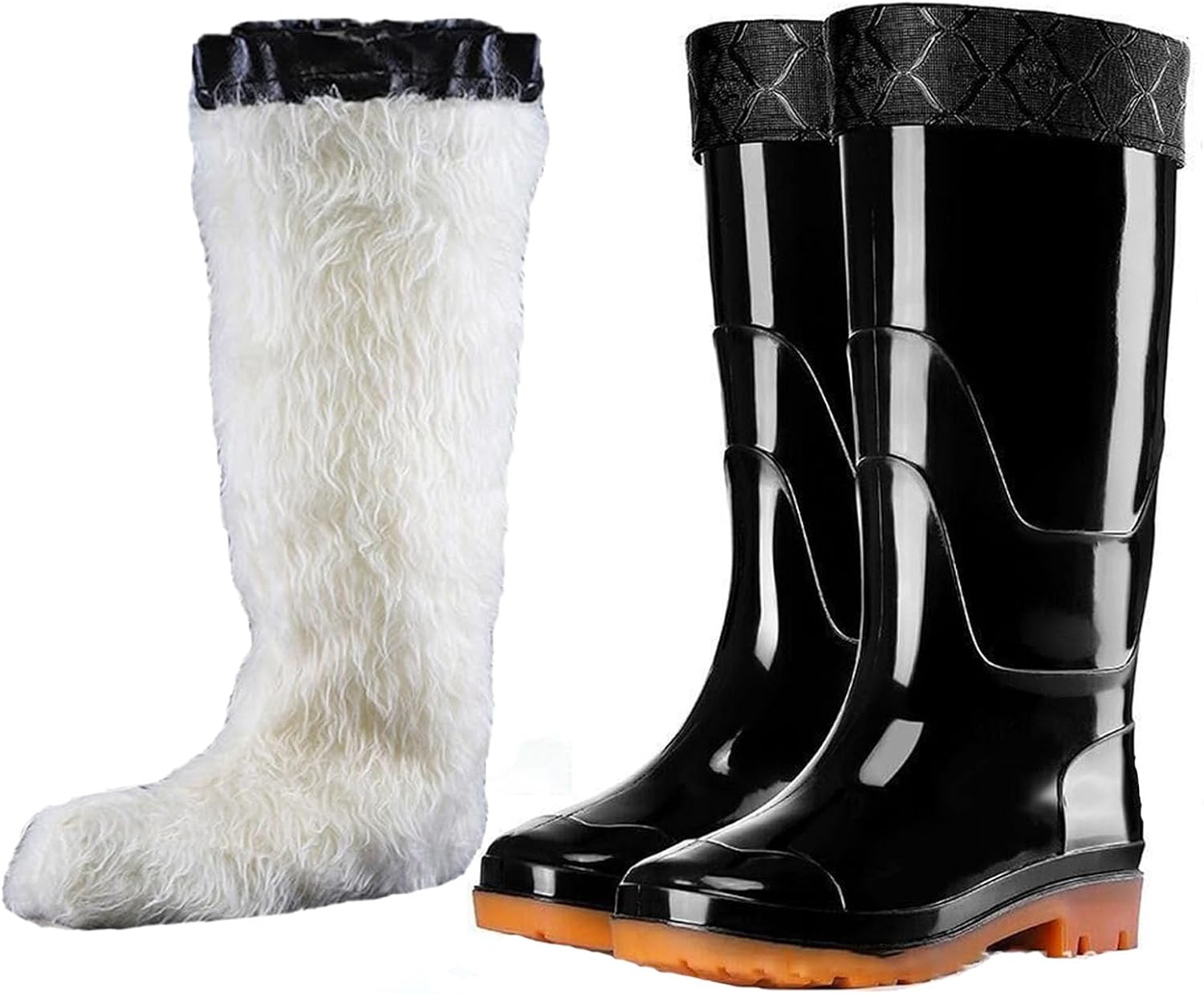 

Мужские водонепроницаемые резиновые сапоги с отстегивающимся меховым подкладом, ПВХ сапоги для сада, рыбалки и работы на улице, грязезащитные Aikelai, черный