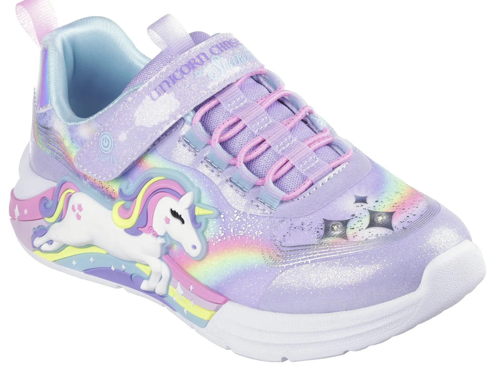 

Детские кроссовки Skechers "UNICORN CHASER", мигающая обувь, светодиодная обувь, обувь на липучке с мигающим единорогом Skechers Kids, цвет Lavendel-Multi