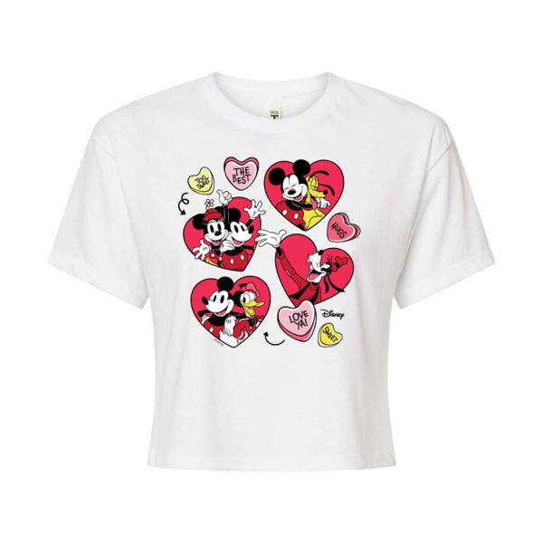 

Футболка с вырезом и сердечками Mickey Mouse & Friends для девушек Disney, белый
