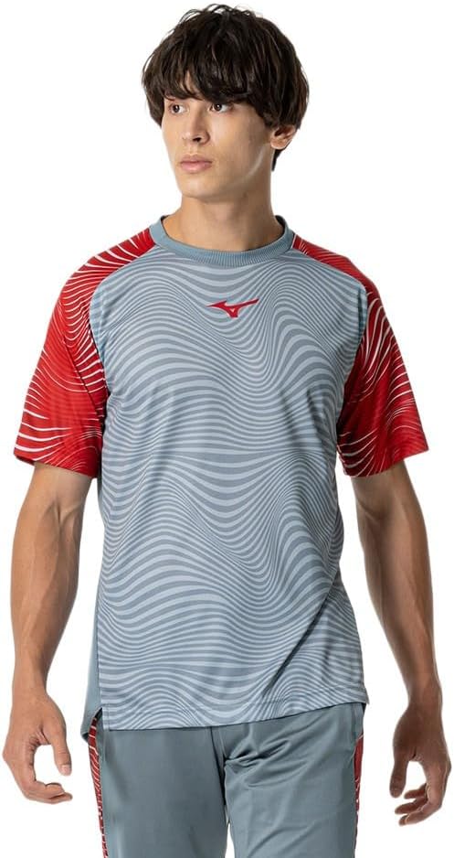 

Футболка MIZUNO, короткий рукав, влагоотводящая, быстросохнущая, приталенный крой, унисекс (P2MAB041), серый