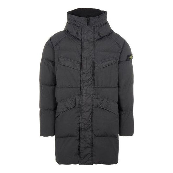 

Куртка crinkle reps long down coat 'black' Stone Island, черный