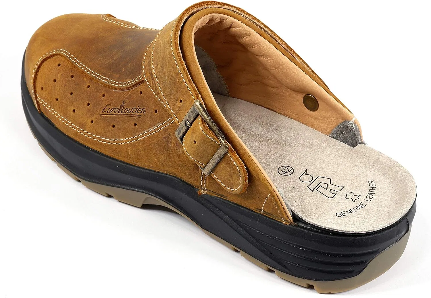 Кожаные сабо EuroRoutier Premium Leather Tucson Brown, сертифицированы по стандартам SB+A+E+FO+SRC, защитные сабо — фото 3
