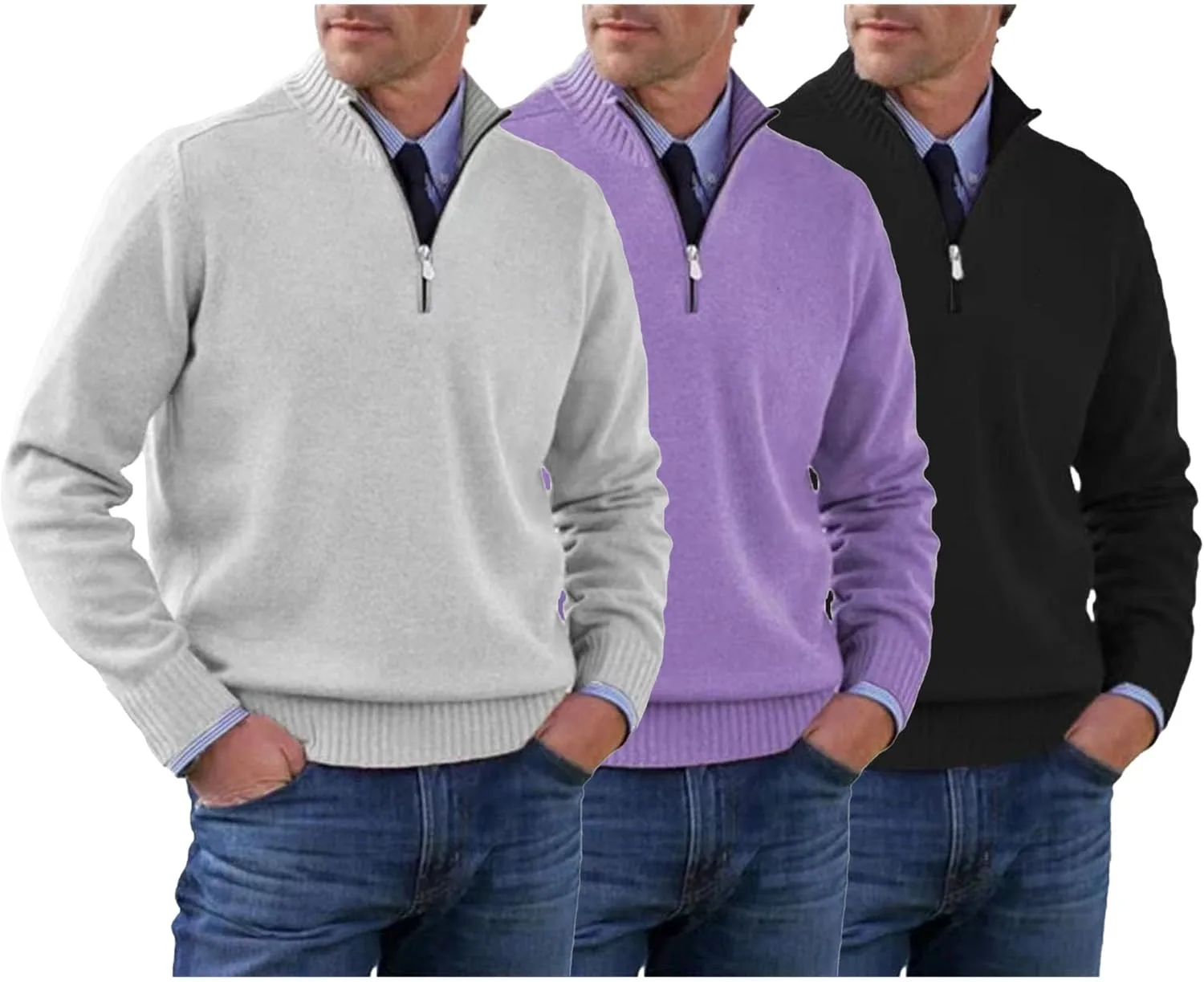 

Мужской полузастегивающийся свитер-поло slim fit SWJGLITTR