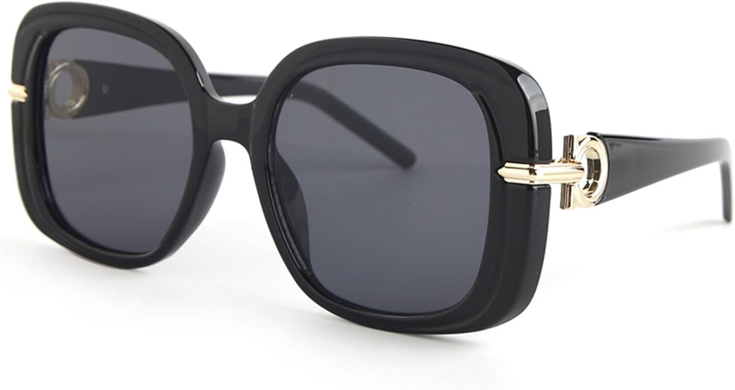 

Модные солнцезащитные очки большого квадратного размера для женщин и мужчин, винтажные, с полой конструкцией, роскошные солнцезащитные очки с градиентной защитой UV400 Bsreyeop, (Black Frame/Gray M5)