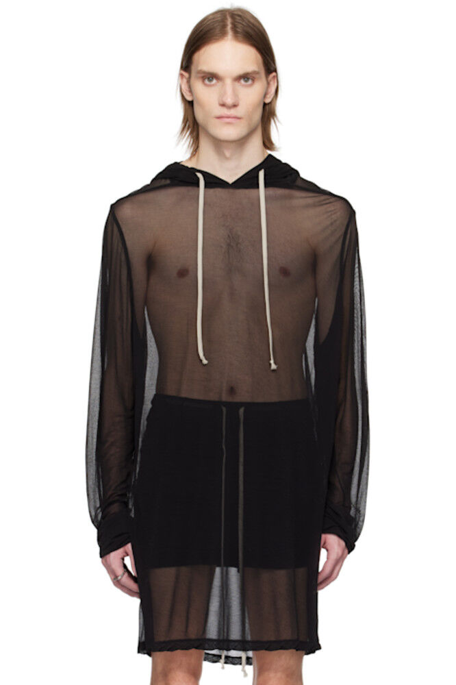

Черная голливудская прозрачная толстовка с капюшоном Rick Owens