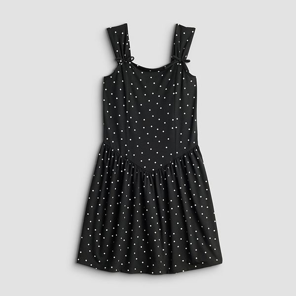 

Платье для девочек 7-16 лет с заниженной талией, размеры regular и plus So, Black Dot