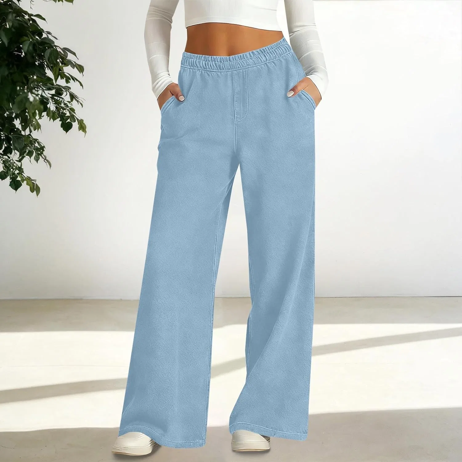 Джинсы широкие Casual, Light Blue — фото 2