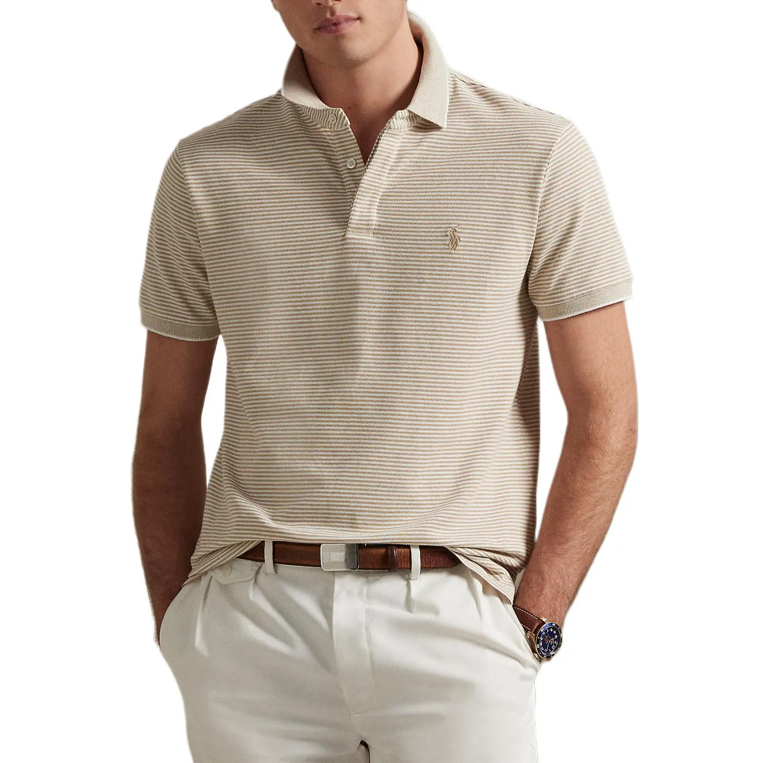 Polo Ralph Lauren Поло мужское цвета хаки — фото 2