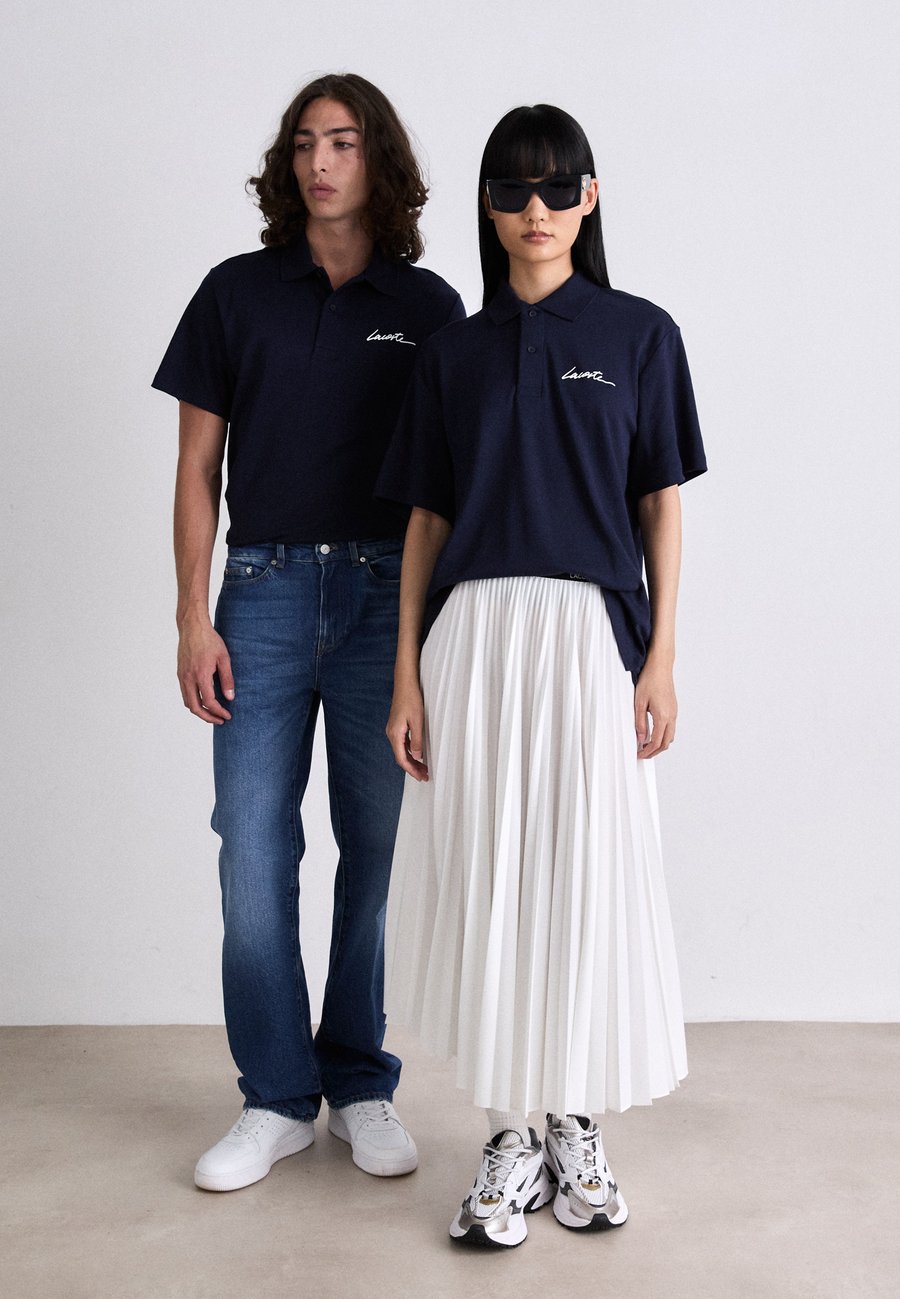 Поло Lacoste Unisex, Navy Blue, однотонное — фото 2