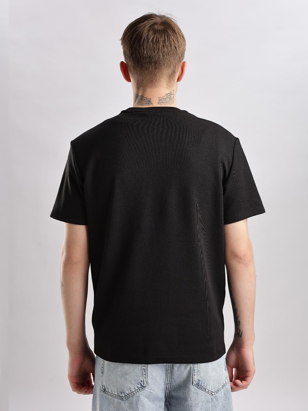 Мужская футболка Calvin Klein с микровафельным принтом и коротким рукавом, Black — фото 4
