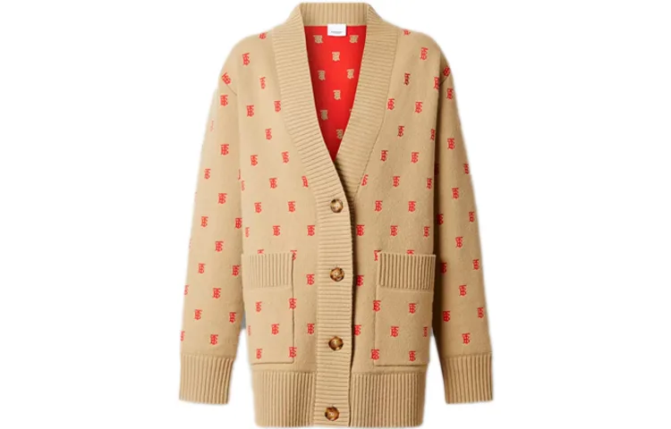 Кардиган Burberry, женский, бежевый, лесной стиль