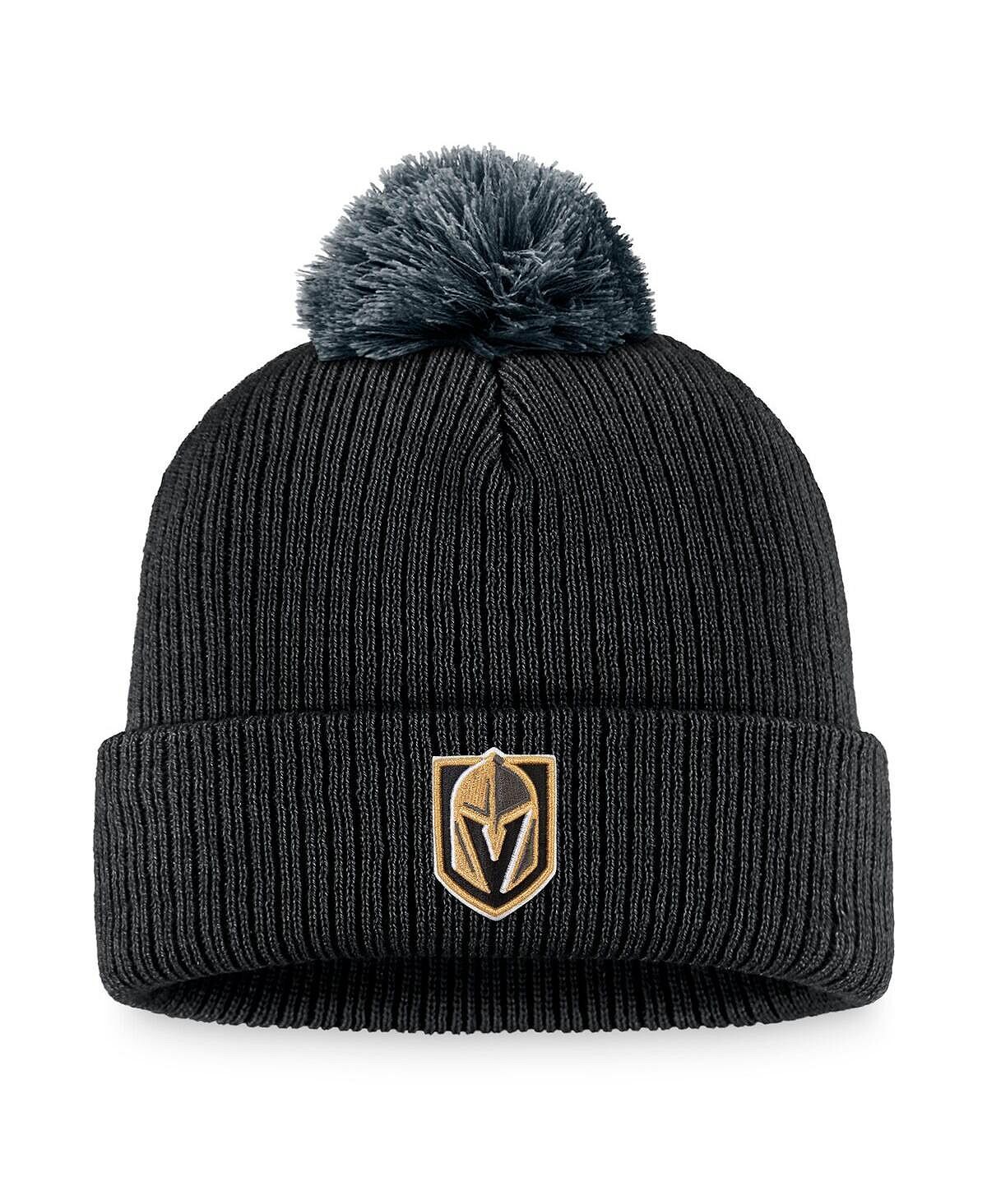 

Мужская черная вязаная шапка с манжетами и помпоном Vegas Golden Knights Team Fanatics