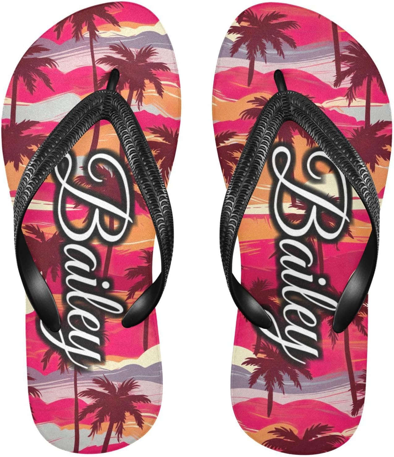 

Пляжные шлепанцы с тигровыми полосами, сандалии для душа, резиновые нескользящие летние тапочки на заказ для женщин и мужчин Sinestour, Palm Beach Sunset