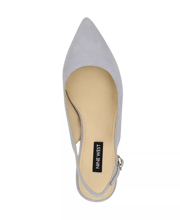 Женские туфли-лодочки Kamsee на устойчивом каблуке с открытой пяткой Nine West, синий — фото 4