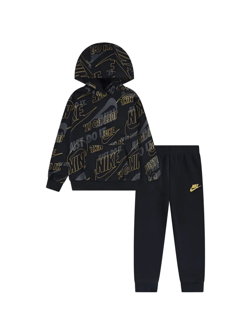 Спортивный костюм с капюшоном и принтом Nike Kids, черный