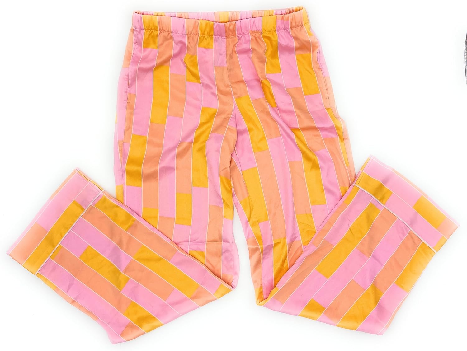 Victoria's Secret пижамные брюки из сатина, Pink/Yellow/Orange — фото 2
