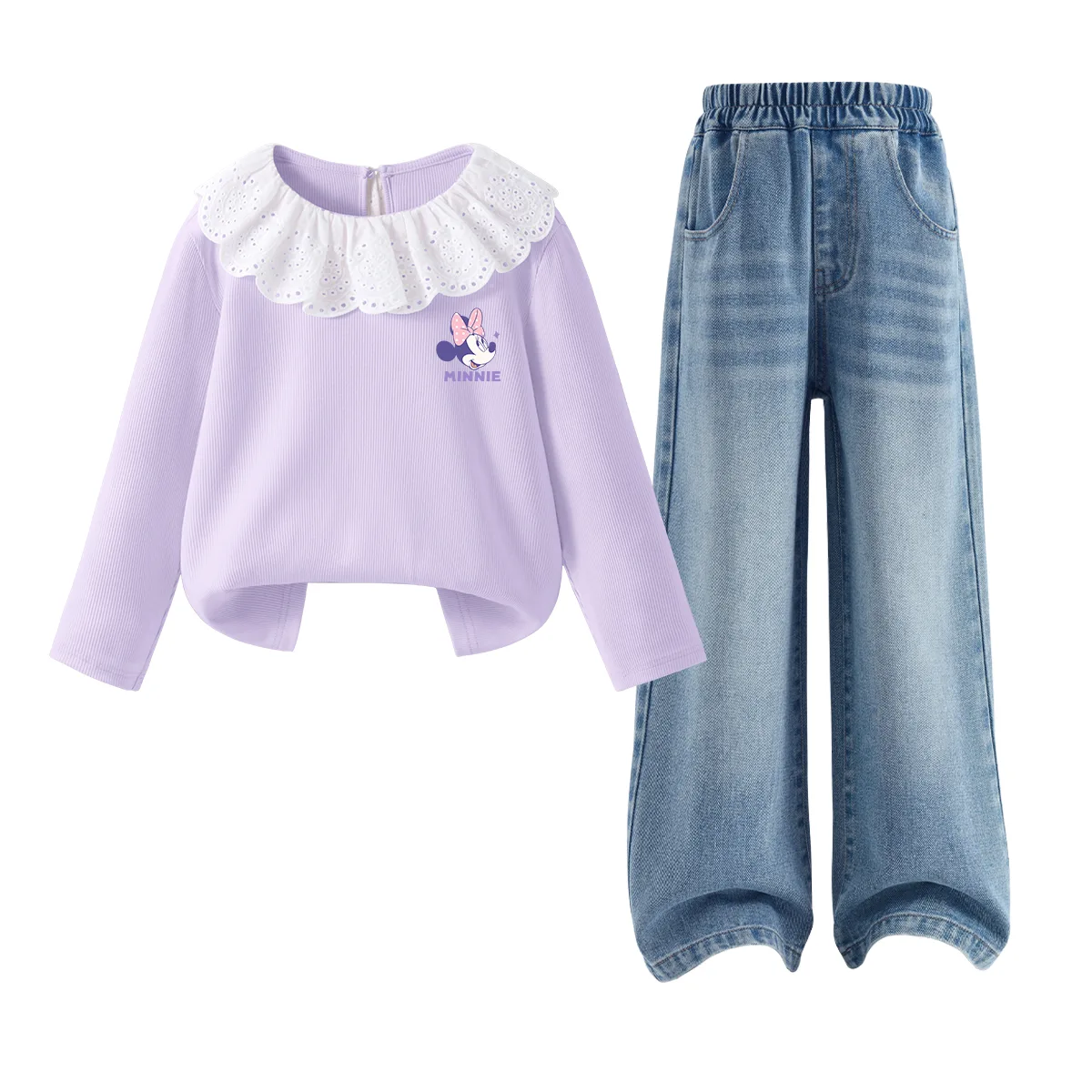 Детская повседневная спортивная одежда Disney, Diy Spicy Pink+Solid Color Denim Light Blue — фото 2