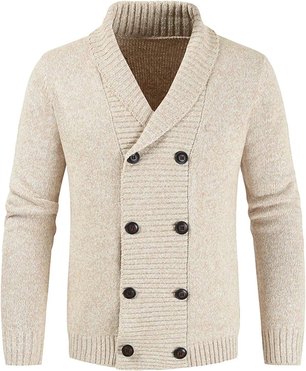 

Мужской кардиган с двойной застежкой и воротником шаль SWJGLITTR