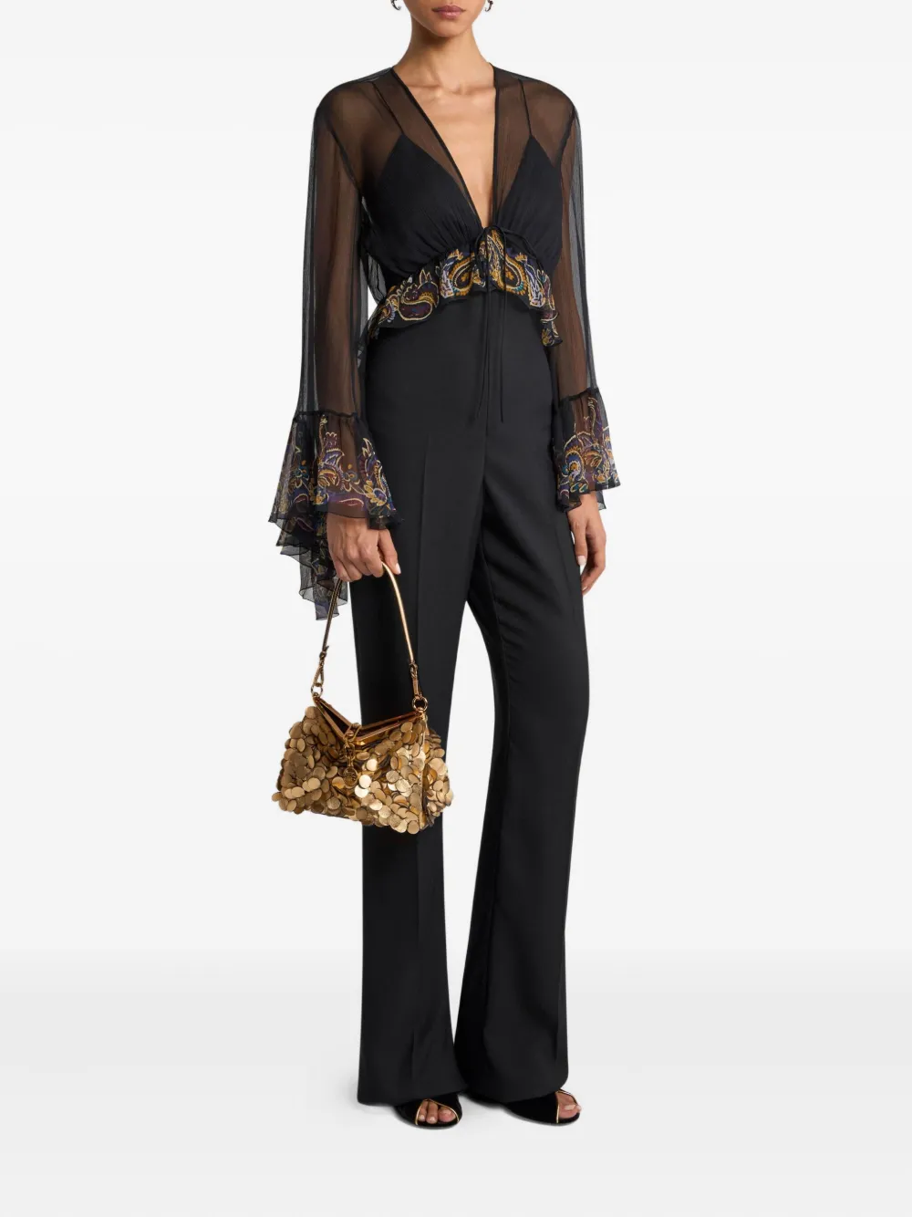 Комбинезон с расклешёнными рукавами Etro, черный — фото 2