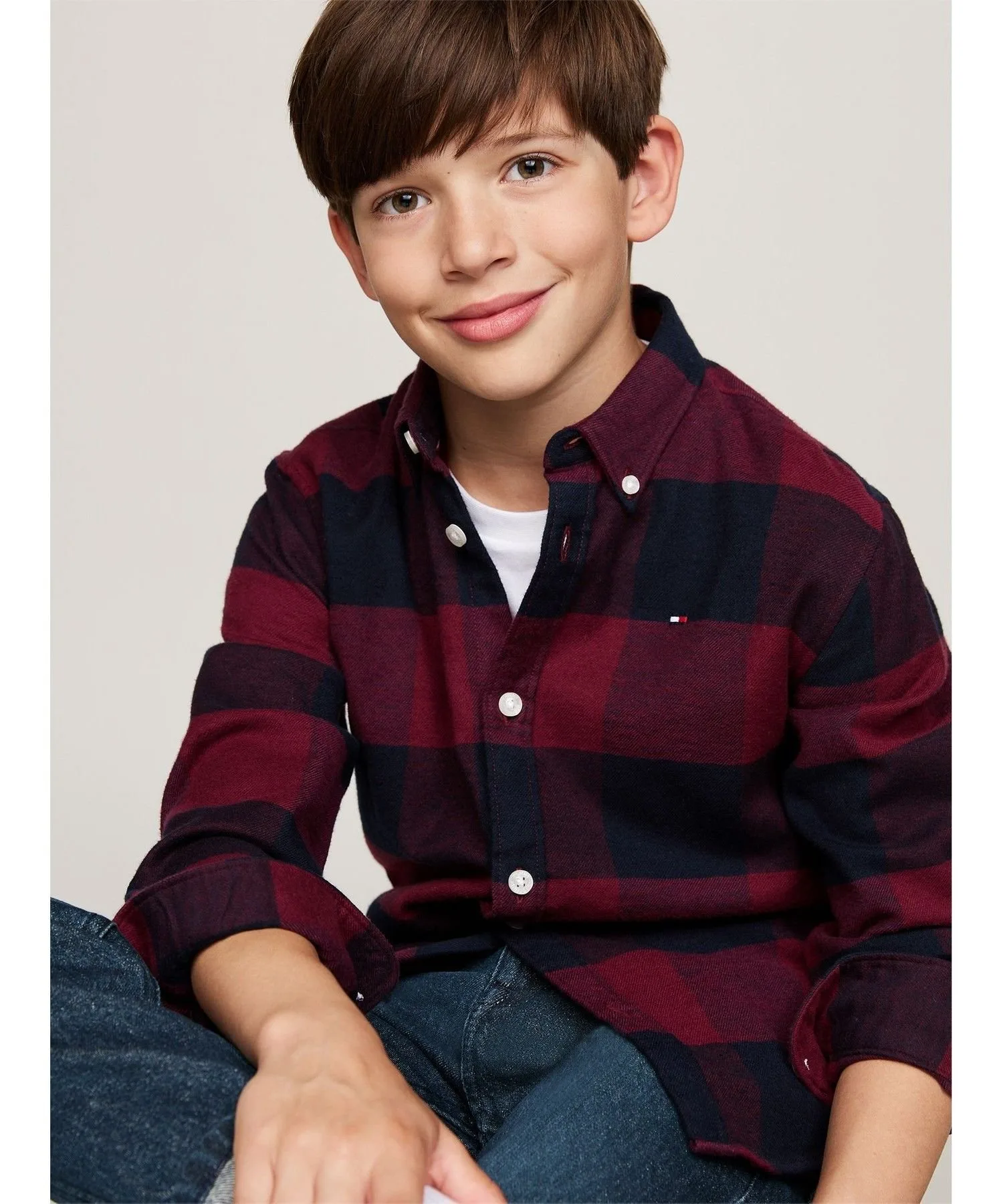 (K) Рубашка в клетку из фланели от TOMMY HILFIGER BOYS, Red — фото 3