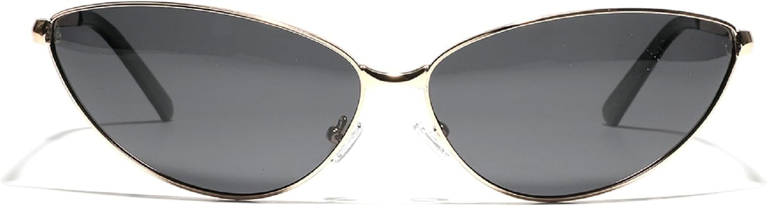 

Поляризованные солнцезащитные очки «кошачий глаз» для женщин и мужчин, модные очки в стиле Y2K с металлическим обтекаемым оправой, овальной формы, N45 mincl, Gold Gray