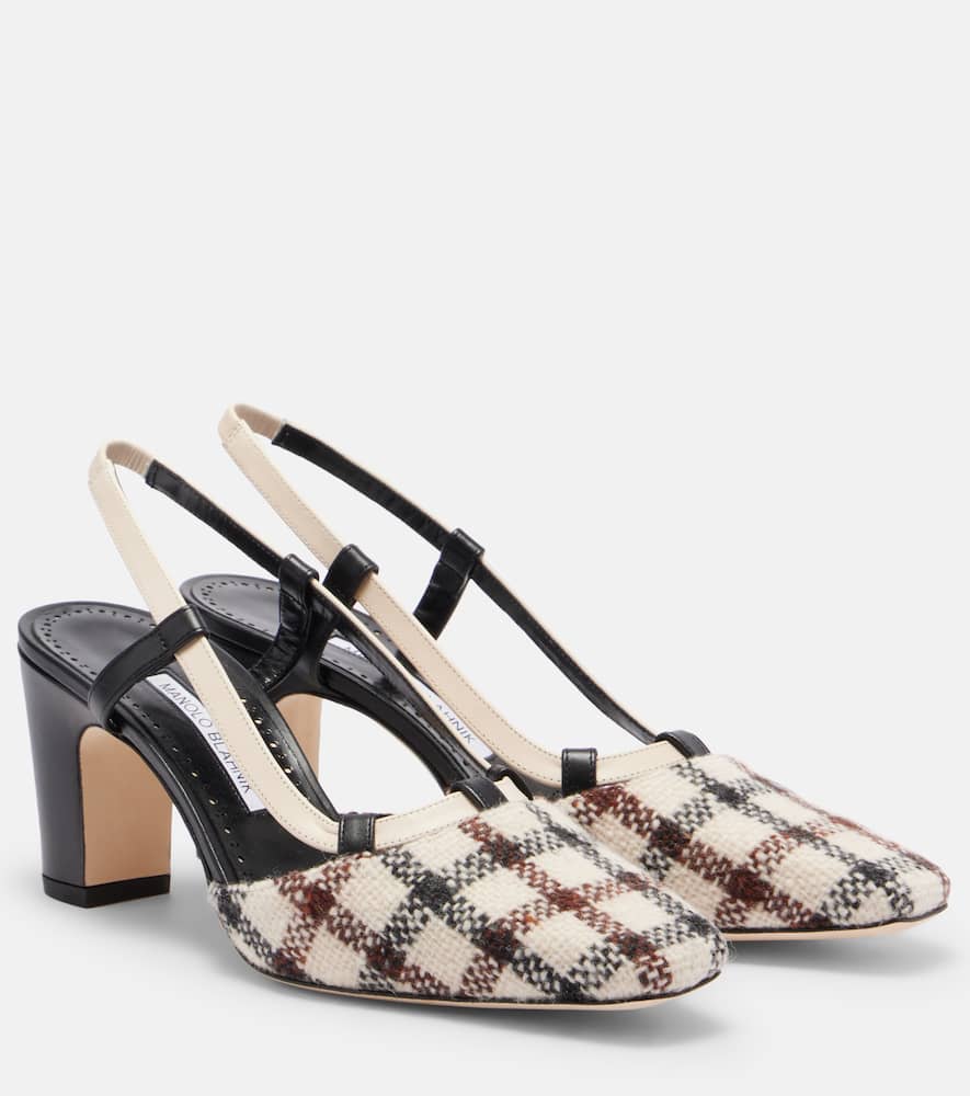 Вестал чередующиеся слингбэки Manolo Blahnik, Ywov 997R/Blck 0015/Dcrm 1123