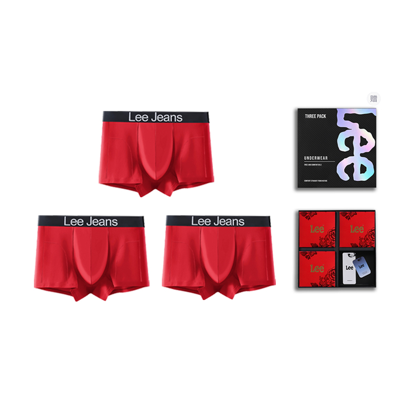 

Мужские трусы боксеры упаковка 3 штуки Lee, красный