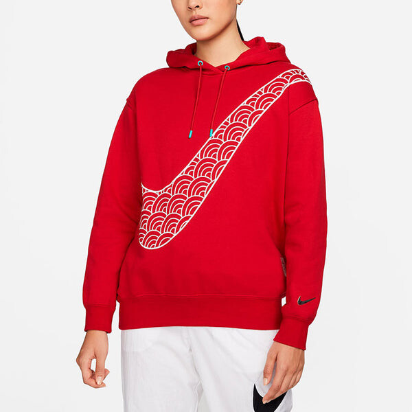 Свитер cny new year's edition hoodie fleece loose knit sports gym red Nike, красный — фото 3