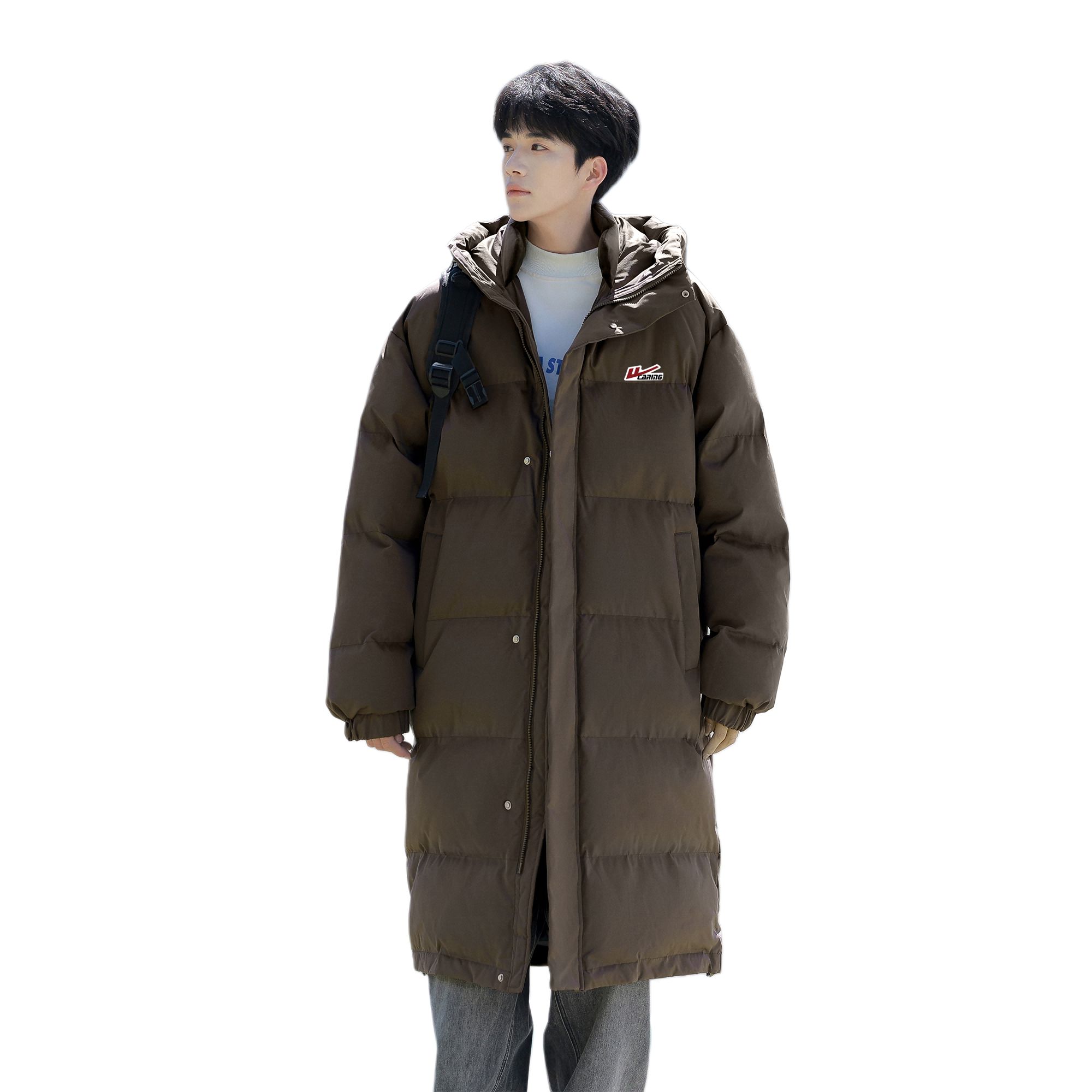 

Пуховик Unisex Hooded Thickened WARRIOR, coffee (thickened and fleece-lined diy badge)