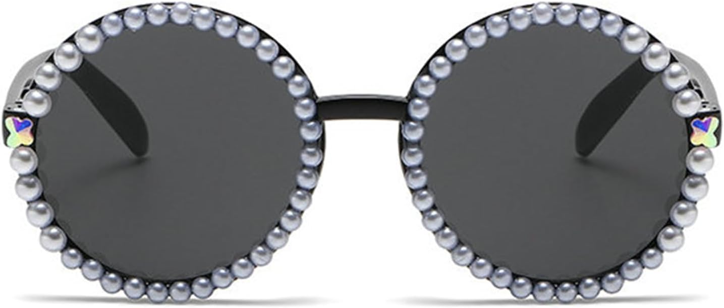 

Хелена Модные круглые солнцезащитные очки с бриллиантами для женщин, роскошные жемчужные очки с защитой от УФ-излучения UV400, женские панк-очки, мужские очки S65 helena, Black