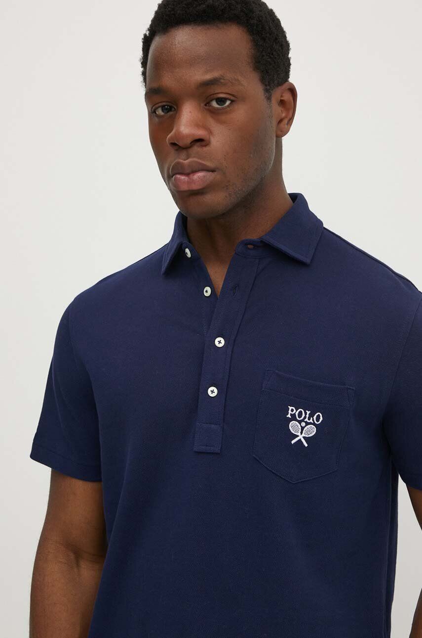 

Хлопковая рубашка-поло Polo Ralph Lauren, темно-синий