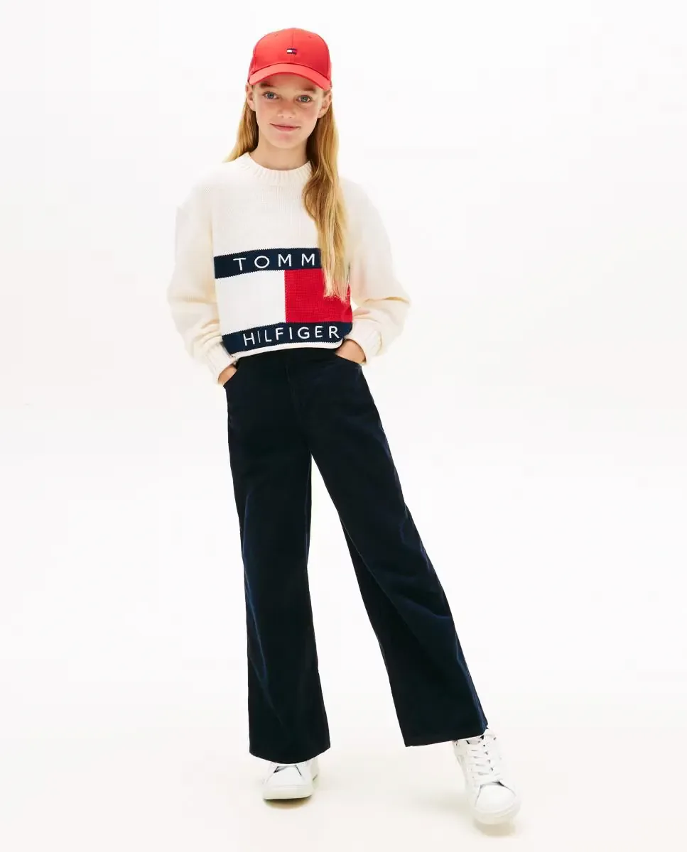 Детский джемпер с логотипом флага Tommy Hilfiger, белый — фото 4