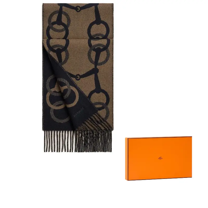 

Кашемировый вязаный шарф Men's Taupe HERMES, коричневый