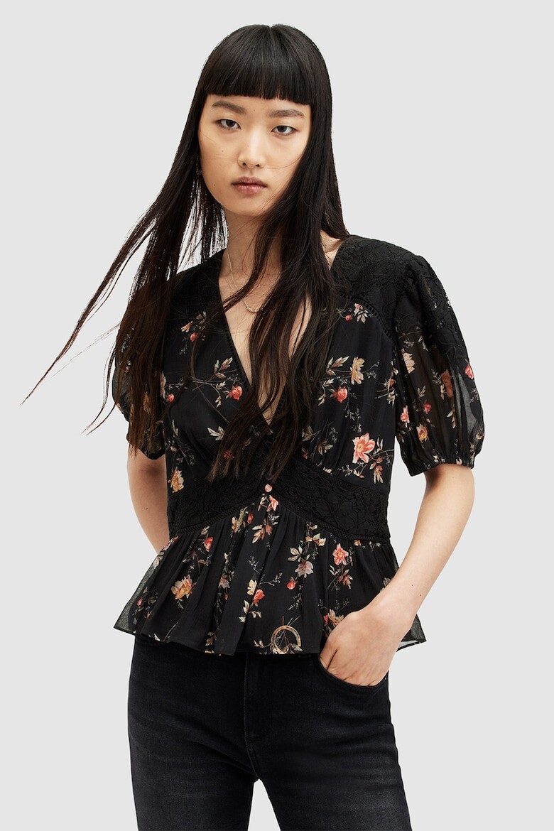 

Укороченная блузка с принтом Dinah Tanana Allsaints, черный