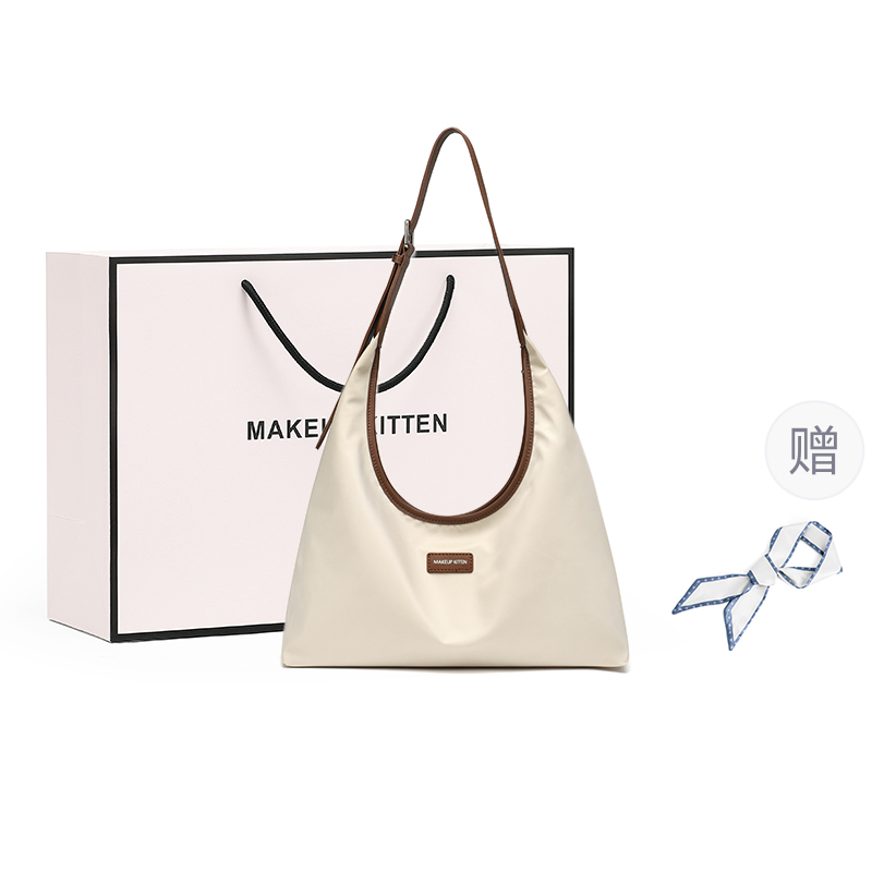 

MAKEUP KITTEN Нейлоновая тканевая сумка через плечо Полумесяц Пельмень Женская сумка через плечо стандартного размера Чёрный Абрикос, Apricot[Shopping Bag Included]