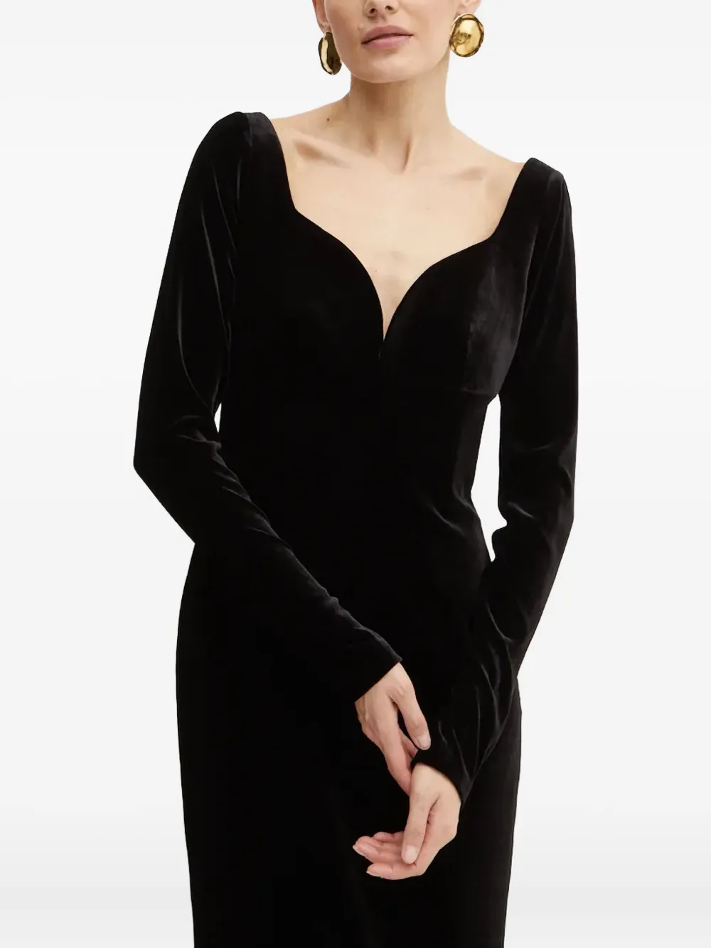 

Макси-платье с длинными рукавами и V-образным вырезом Luisa Spagnoli, черный