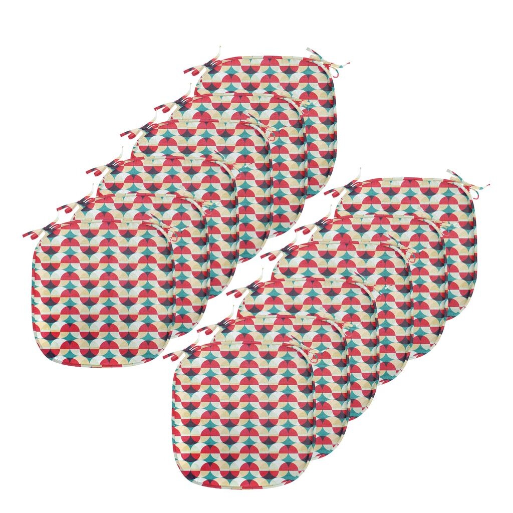 

Винтажные подушки на обеденный стул ABAKUHAUS, геометрический круг в стиле ретро, ​​декоративная водонепроницаемая подушка с ремнями для кухонных сидений, 40 см x 40 см — упаковка из 12 шт., зеленый лосось