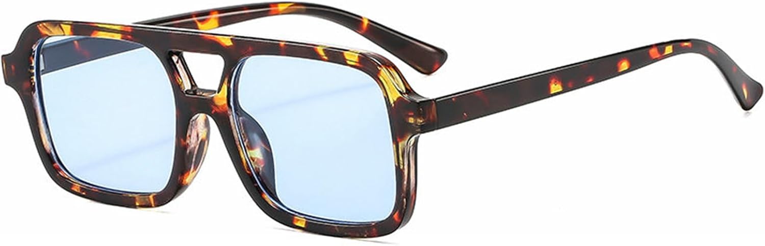 

Willochra Классические солнцезащитные очки-пилот в стиле 70-х, квадратные, женские, винтажные, с двойной перемычкой, дизайнерские, модные, черные, прямоугольные, с защитой от УФ-излучения UV400, C5