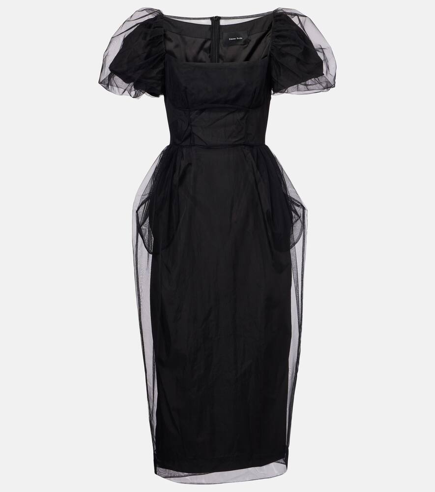 

Коктейльное платье с цветочной аппликацией Simone Rocha, Black/Black