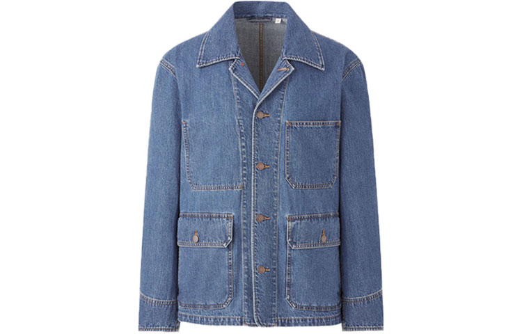 

UNIQLO Джинсовая куртка мужская аква, Aqua Blue