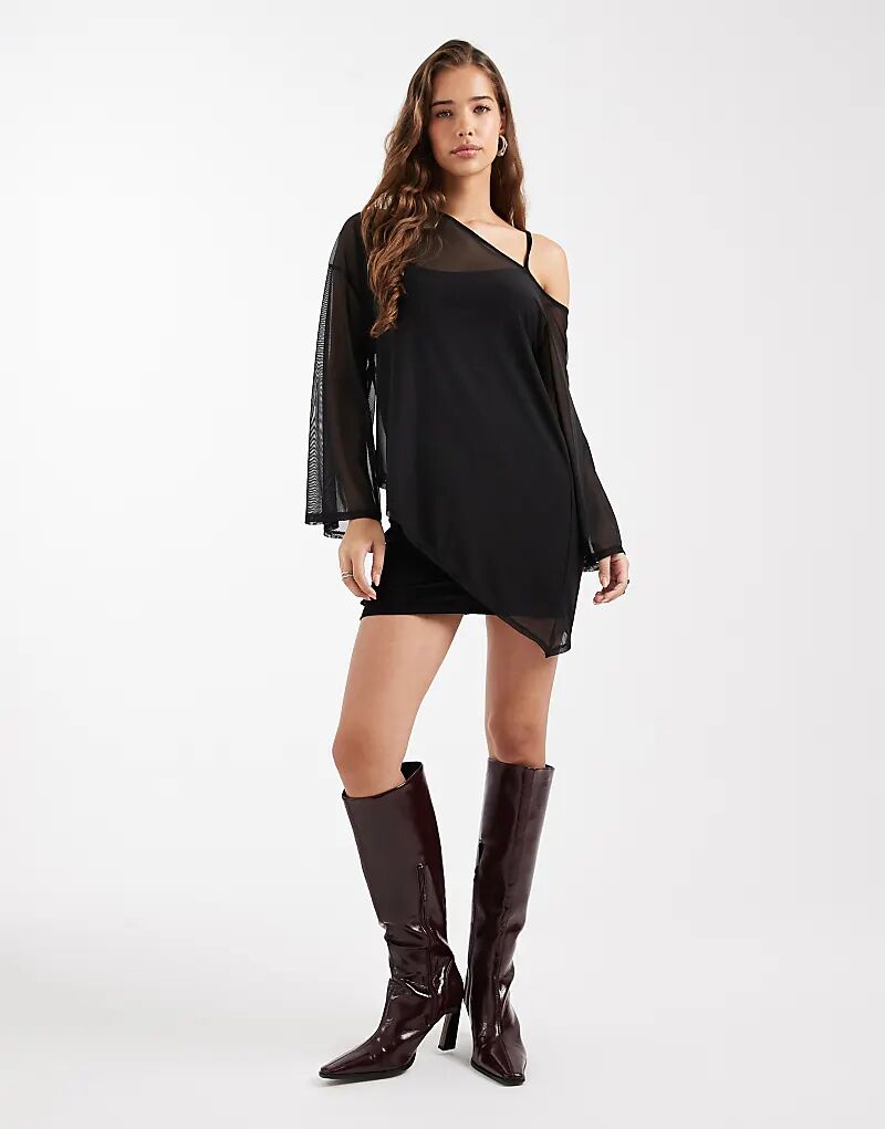 

Мини-платье с накидкой ASOS DESIGN черного цвета