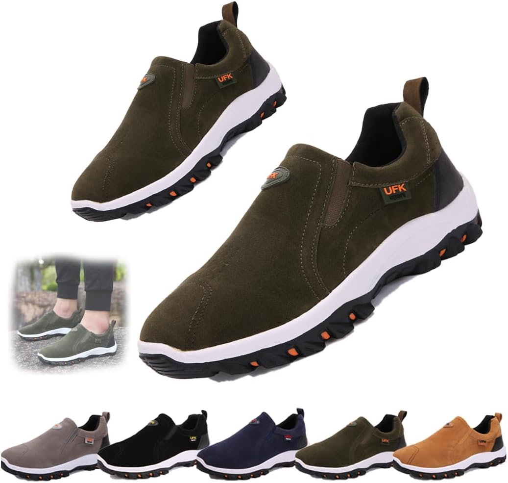 

Мужские водонепроницаемые ортопедические прогулочные кроссовки, походные кеды без шнурков, с поддержкой свода стопы, комфорт на весь день для активного отдыха на природе Generic, Green-a 8.5