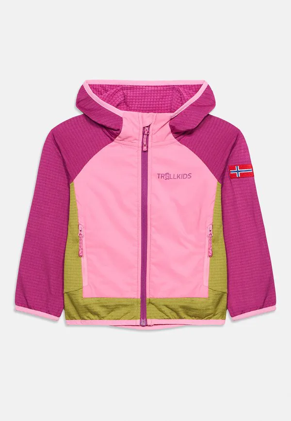Детская куртка seiland унисекс, легкая куртка Trollkids, Fresh Berry/Candy Pink/Hedge Green — фото 3