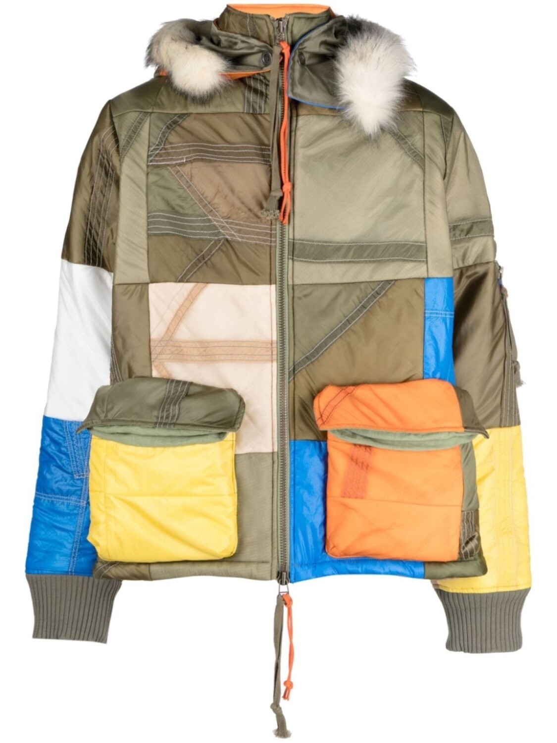 

Greg Lauren куртка Parachute Scrapwrk в стиле колор-блок, зеленый