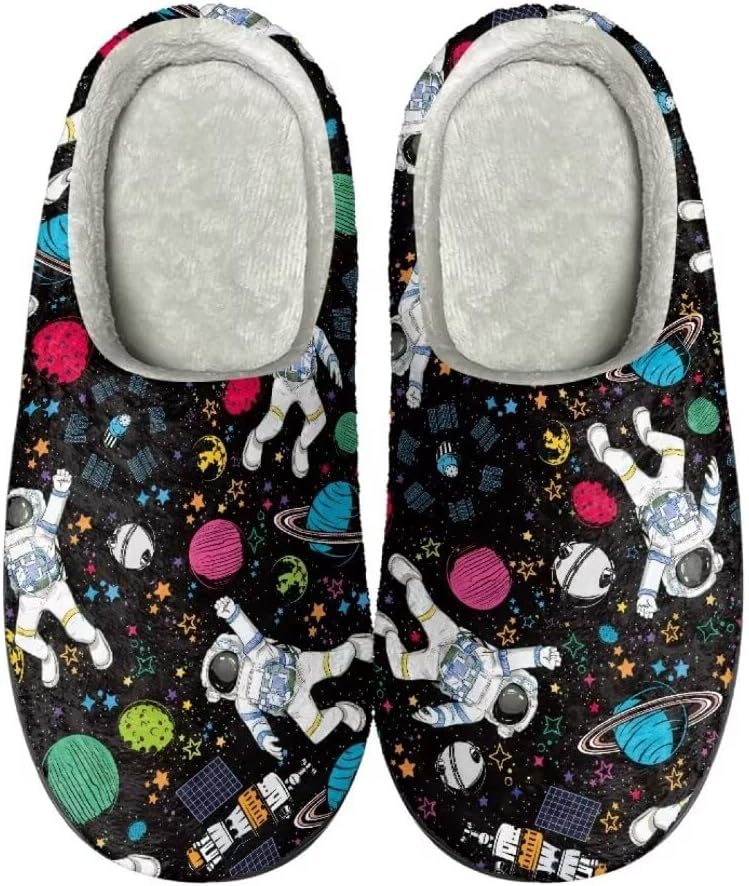 

Мягкие хлопковые тапочки Jeiento для женщин и мужчин, удобные, с эффектом памяти, с закрытой пяткой, домашние тапочки для спальни, теплые домашние тапочки, Astronaut Planets Stars