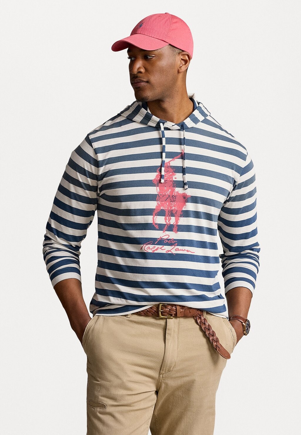 

Рубашка с длинным рукавом BIG PONY JERSEY HOODED T-SHIRT Ralph Lauren, темно-синий