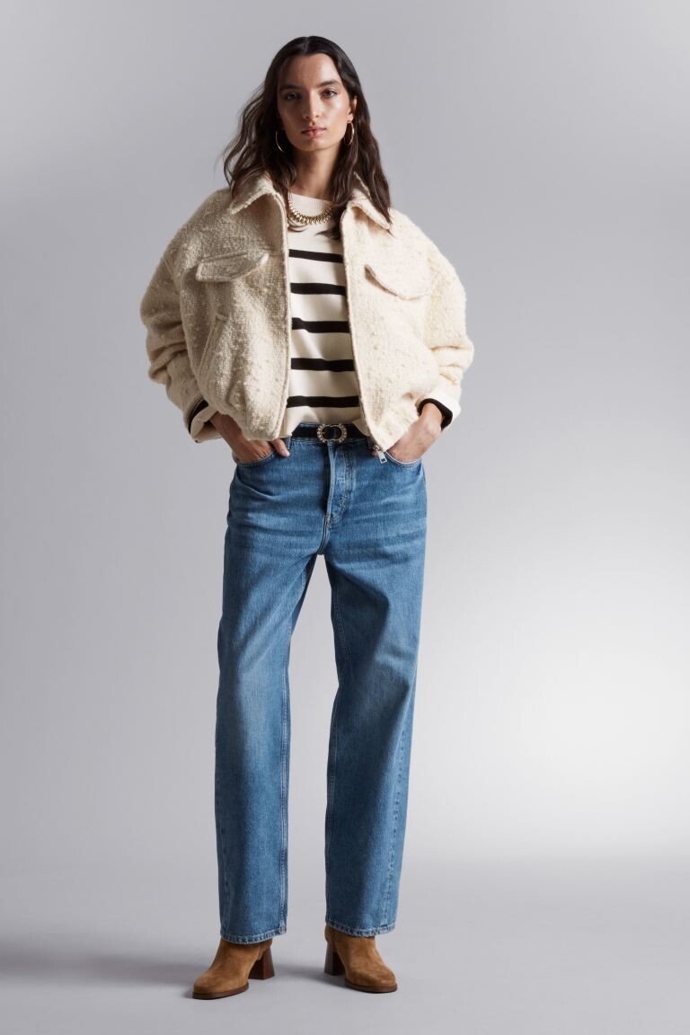 

Куртка оверсайз на молнии H&M, бежевый