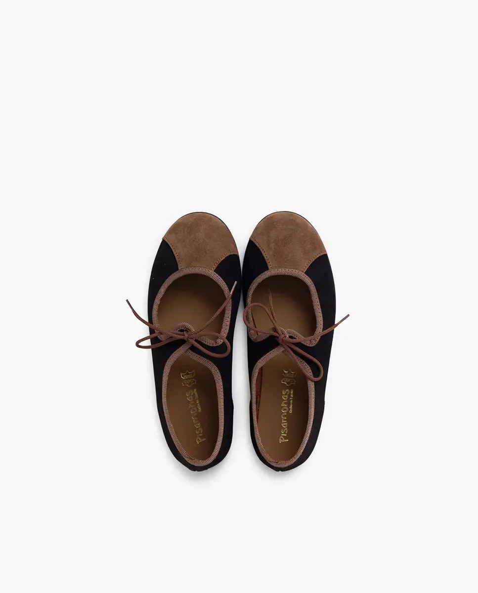 Детские мерседесы двухцветные с тонким бантом Pisamonas, Negro / Natural — фото 4