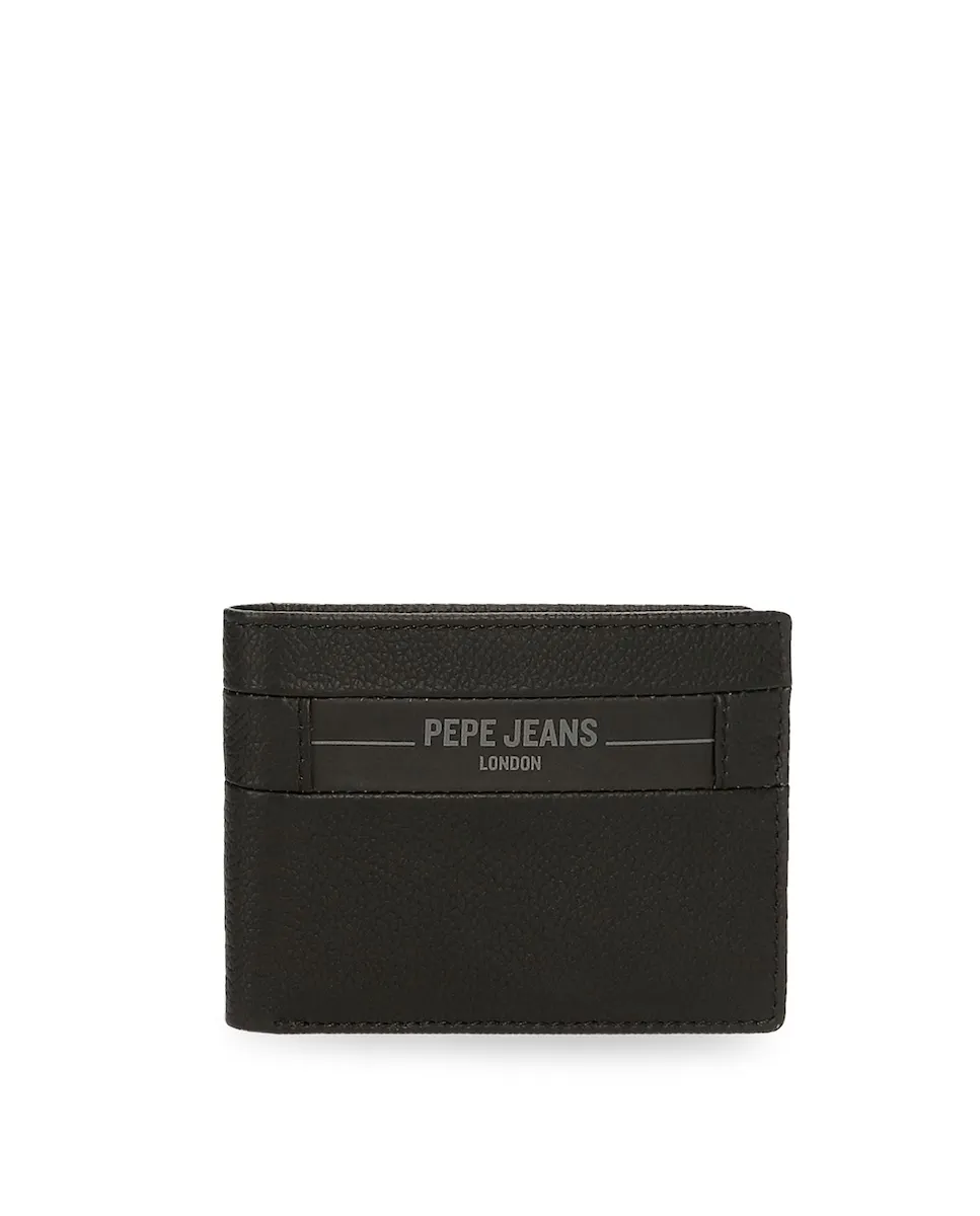 

Мужской горизонтальный кожаный кошелек-флажок черного цвета Pepe Jeans